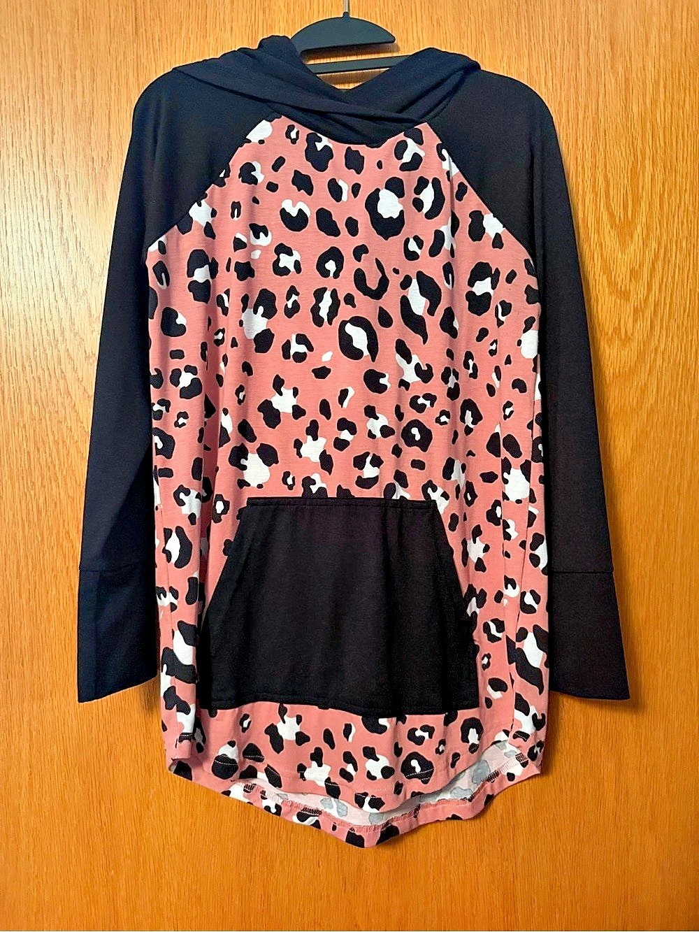 Leopard Print Hoodie in Pink & Black